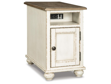 Realyn Chairside End Table - White/Brown