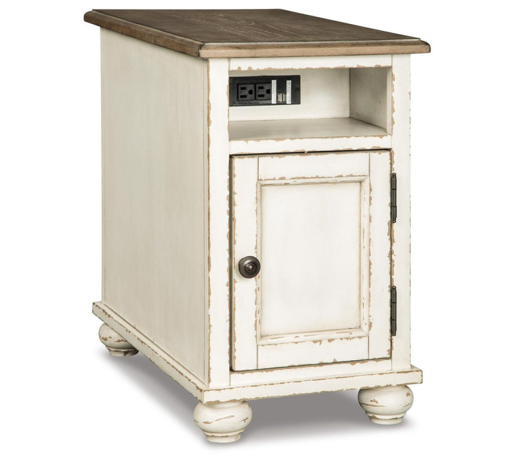 Realyn Chairside End Table - White/Brown