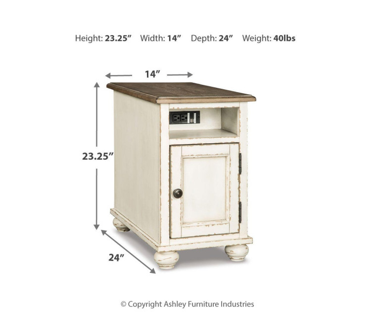 Realyn Chairside End Table - White/Brown