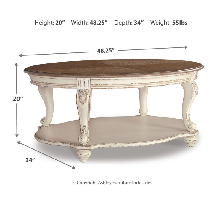 Realyn Coffee Table - White/Brown