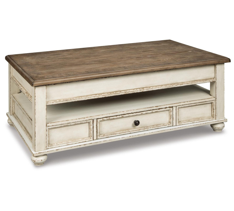 Realyn Coffee Table with Lift Top - White/Brown