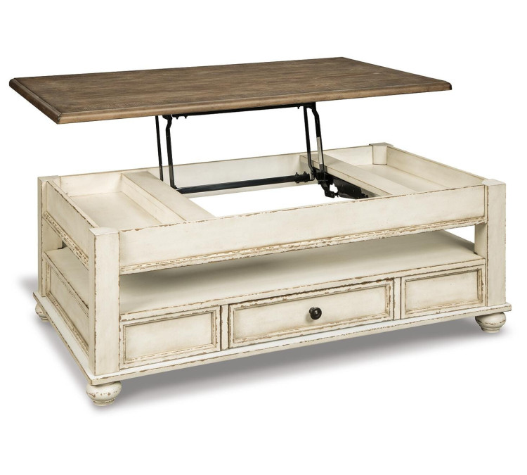 Realyn Coffee Table with Lift Top - White/Brown