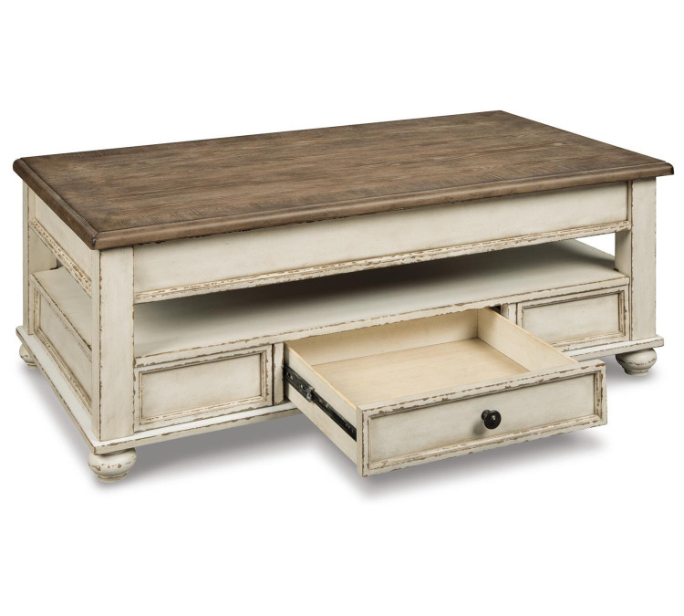Realyn Coffee Table with Lift Top - White/Brown