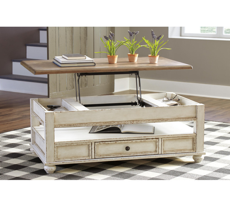 Realyn Coffee Table with Lift Top - White/Brown