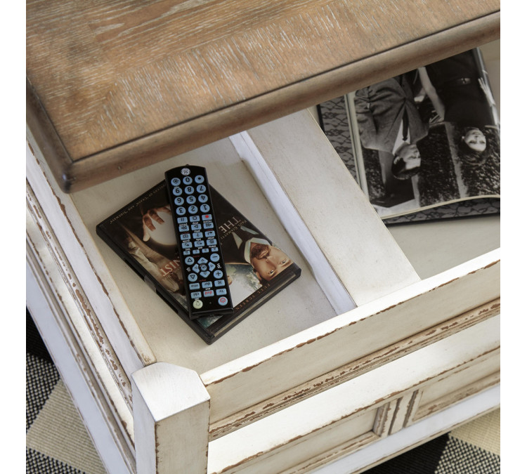 Realyn Coffee Table with Lift Top - White/Brown