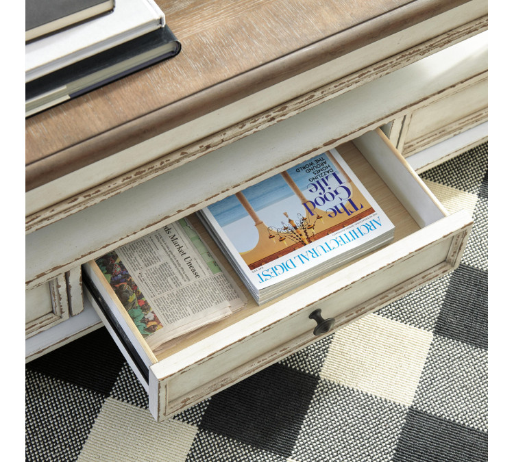 Realyn Coffee Table with Lift Top - White/Brown