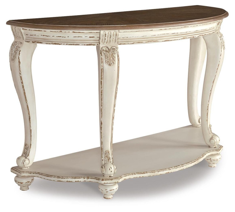 Realyn Sofa Table - White/Brown