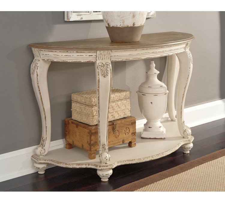 Realyn Sofa Table - White/Brown