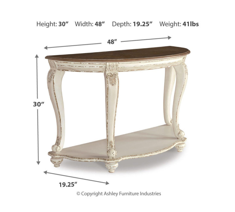 Realyn Sofa Table - White/Brown