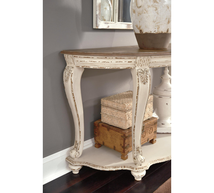 Realyn Sofa Table - White/Brown