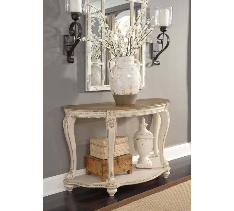 Realyn Sofa Table - White/Brown
