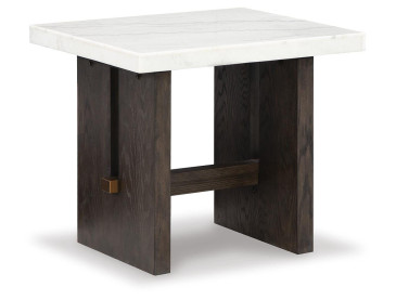 Burkhaus End Table - White/Dark Brown