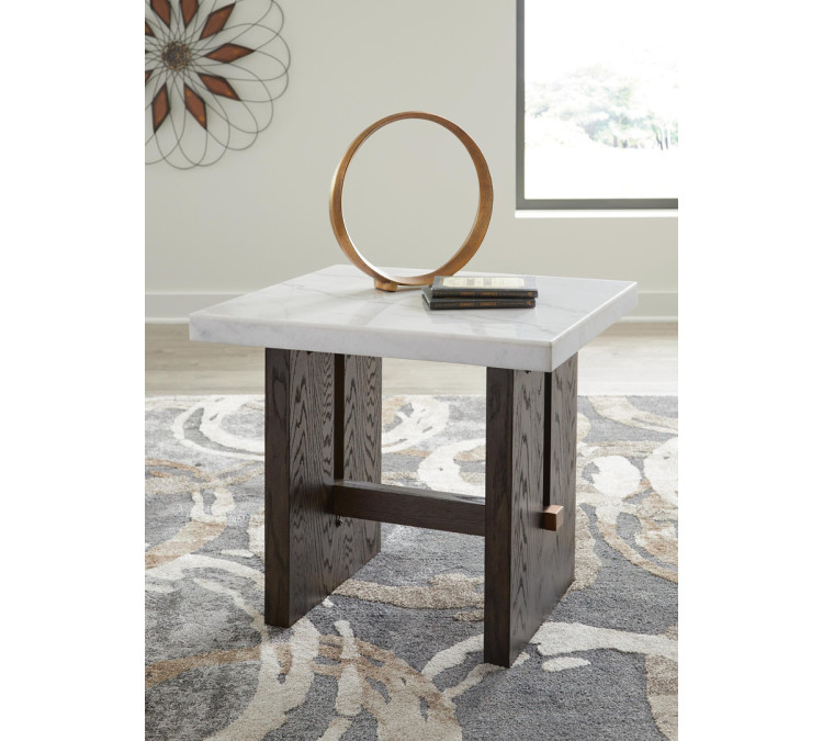 Burkhaus End Table - White/Dark Brown