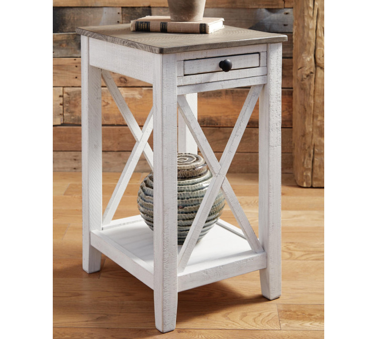 Adalane Accent Table - White/Gray