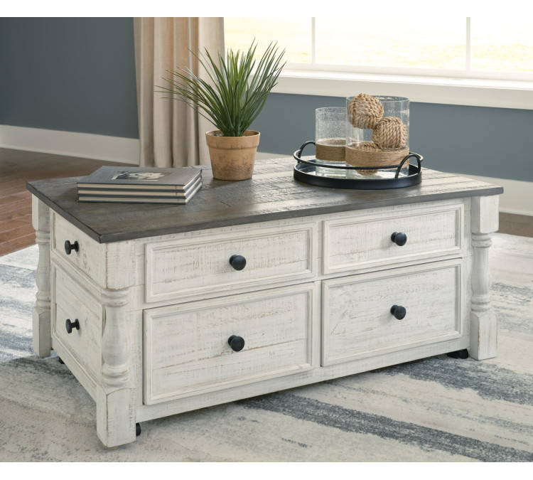 Havalance Lift-Top Coffee Table - White/Gray