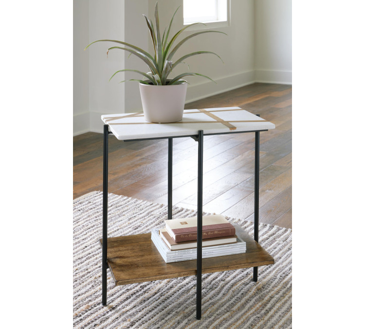 Braxmore Accent Table - White/Light Brown