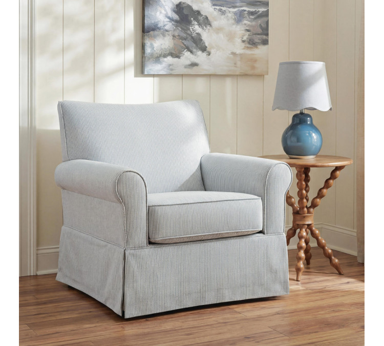 Searcy Swivel Glider Accent Chair - White/Navy