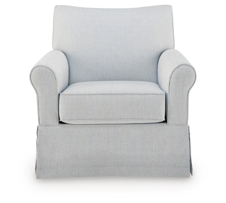 Searcy Swivel Glider Accent Chair - White/Navy