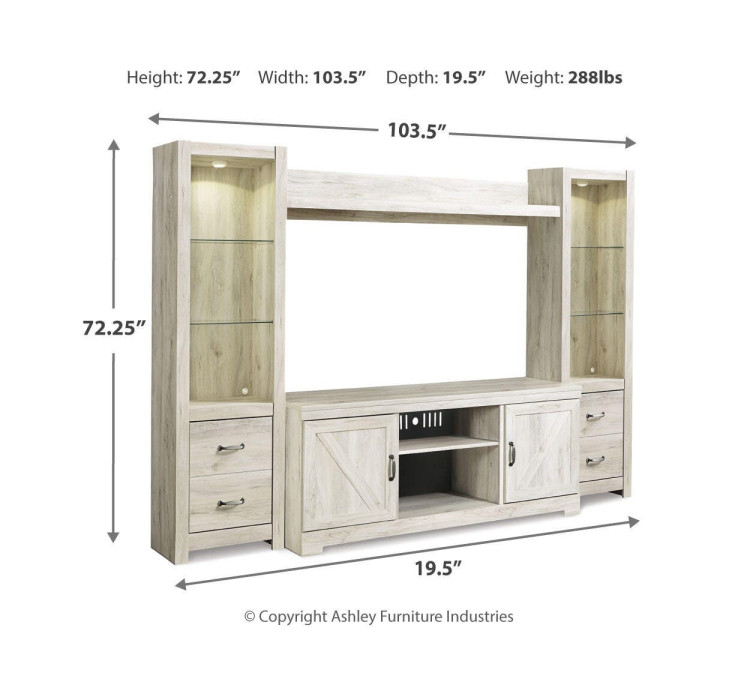 Bellaby 4-Piece Entertainment Center - Whitewash