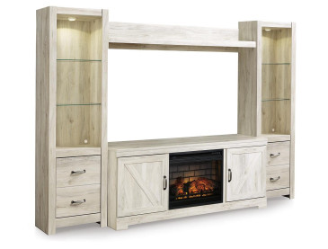 Bellaby 4-Piece Entertainment Center with Electric Fireplace - Whitewash