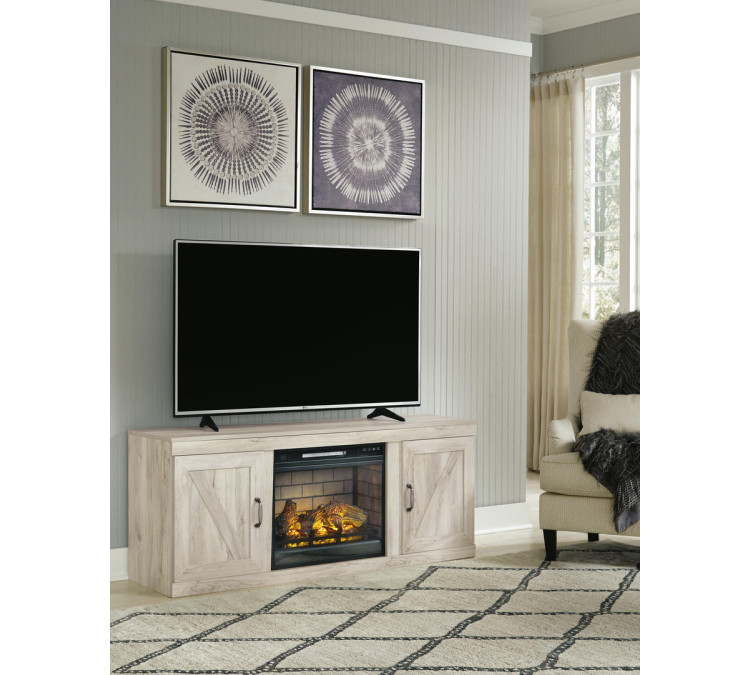 Bellaby 4-Piece Entertainment Center with Electric Fireplace - Whitewash