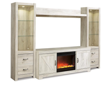 Bellaby 4-Piece Entertainment Center with Fireplace - Whitewash