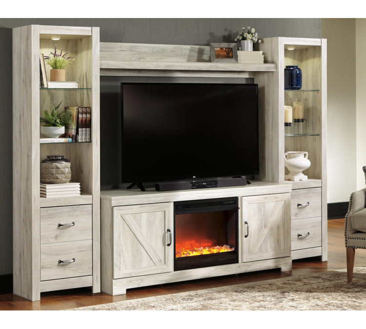 Bellaby 4-Piece Entertainment Center with Fireplace - Whitewash