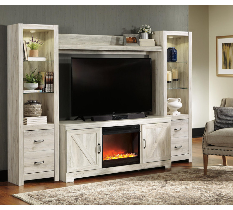 Bellaby 4-Piece Entertainment Center with Fireplace - Whitewash