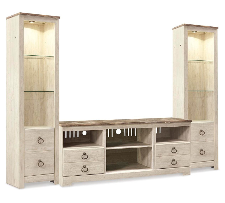 Willowton 3-Piece Entertainment Center - Whitewash
