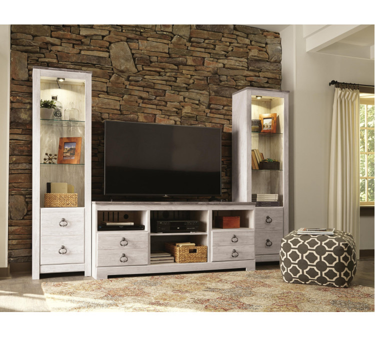 Willowton 3-Piece Entertainment Center - Whitewash